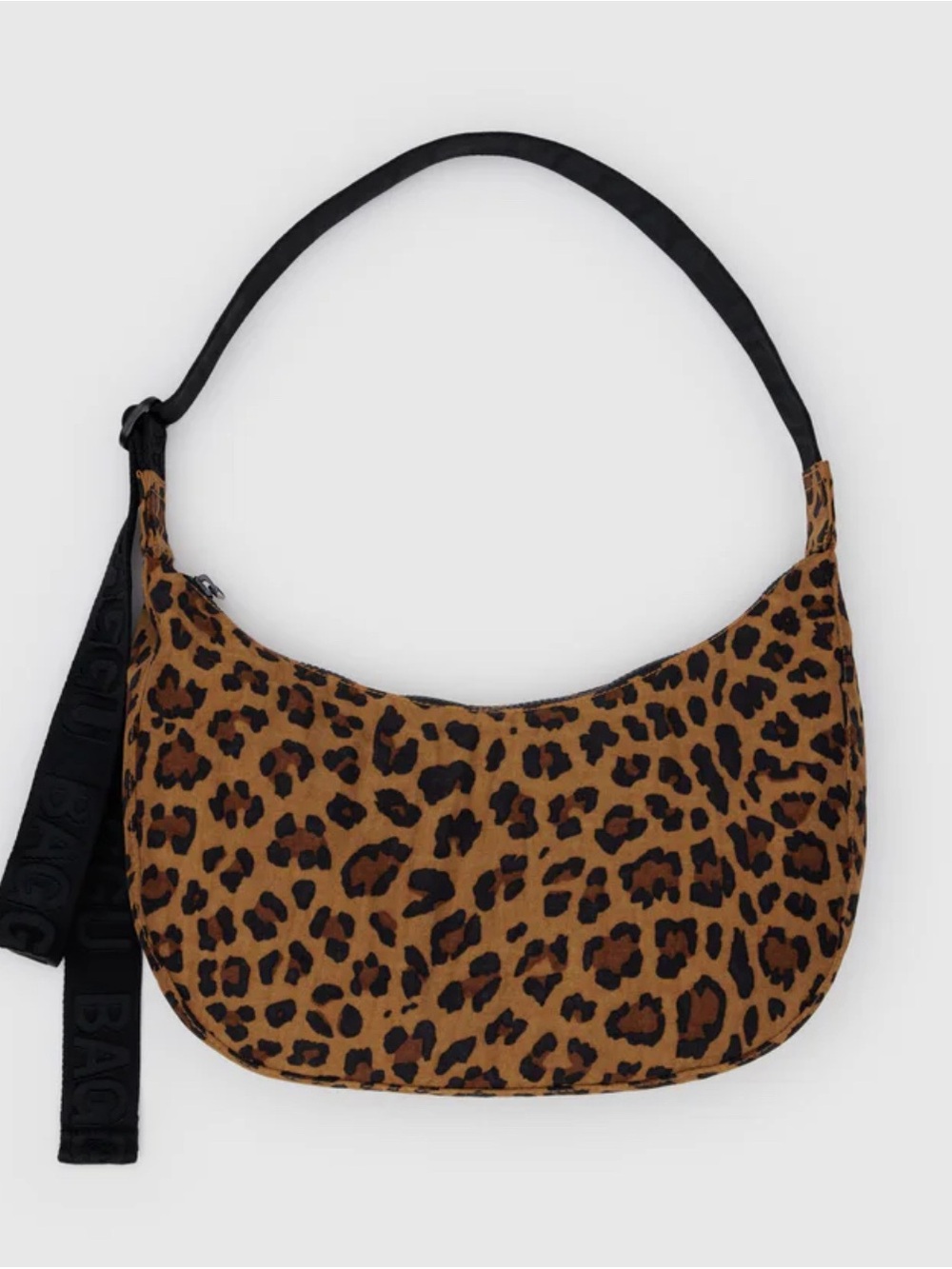 BAGGU Medium Crescent Leopard Print Bag